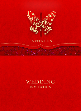 红色传统婚礼邀请函简约精致背景素材