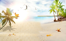 畅游夏日海滩之旅海报背景素材