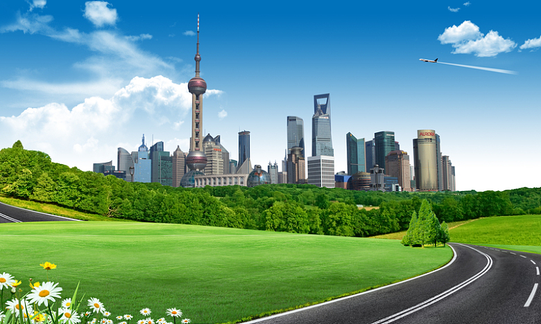 上海都市文明建设绿化背景素材