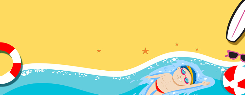 游泳比赛卡通拼接黄色背景