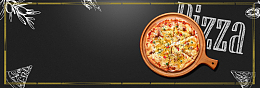 美味披萨手绘几何黑色banner