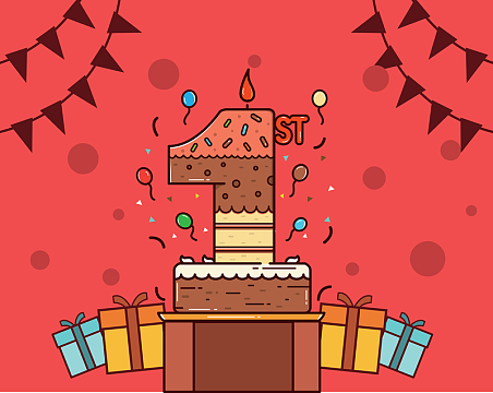 可爱儿童风格周年庆祝海报卡通背景素材