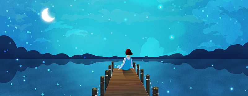 清新手绘星空banner