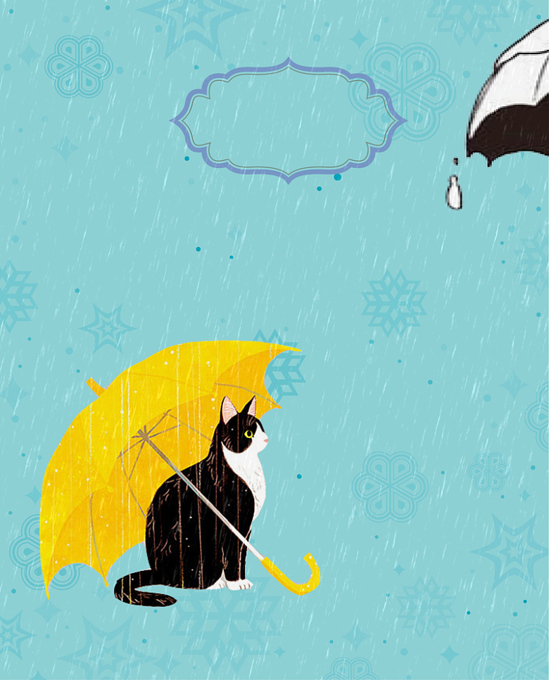雨水节气卡通手绘插画海报背景