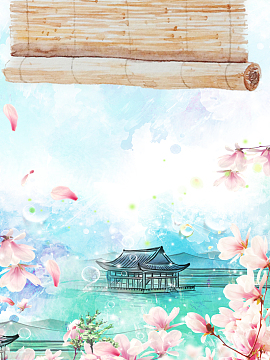 春季踏青桃花节主题海报背景模板