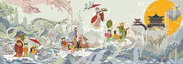 卡通中国风背景banner