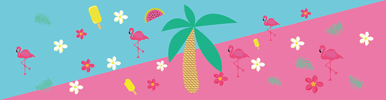 彩色夏季热带火烈鸟元素插画矢量素材