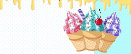 冰激凌卡通白色海报背景banner