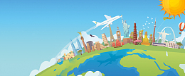 卡通国庆出游季旅游banner