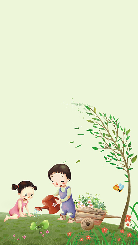 卡通儿童节开心玩耍H5背景