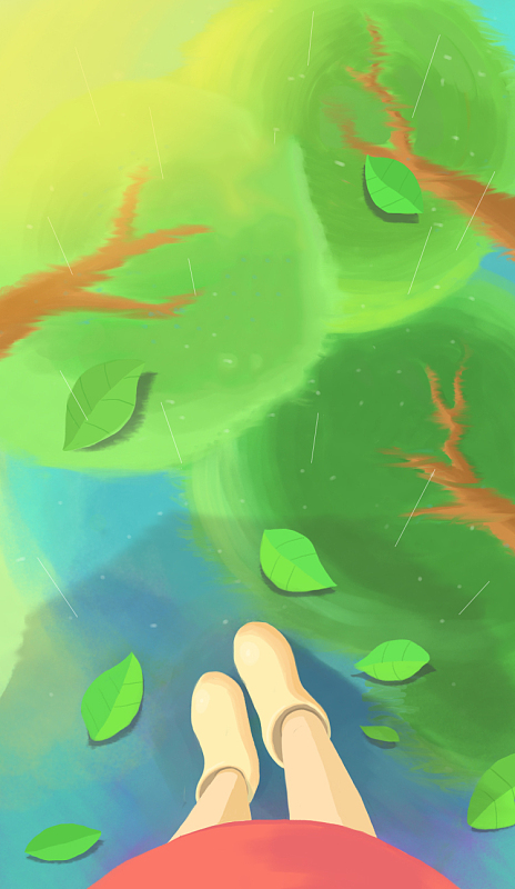 绿色卡通手绘h5背景