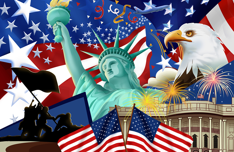 美国文化象征物旅游宣传海报
