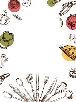 简约创意线条用餐餐具美食食物背景素材