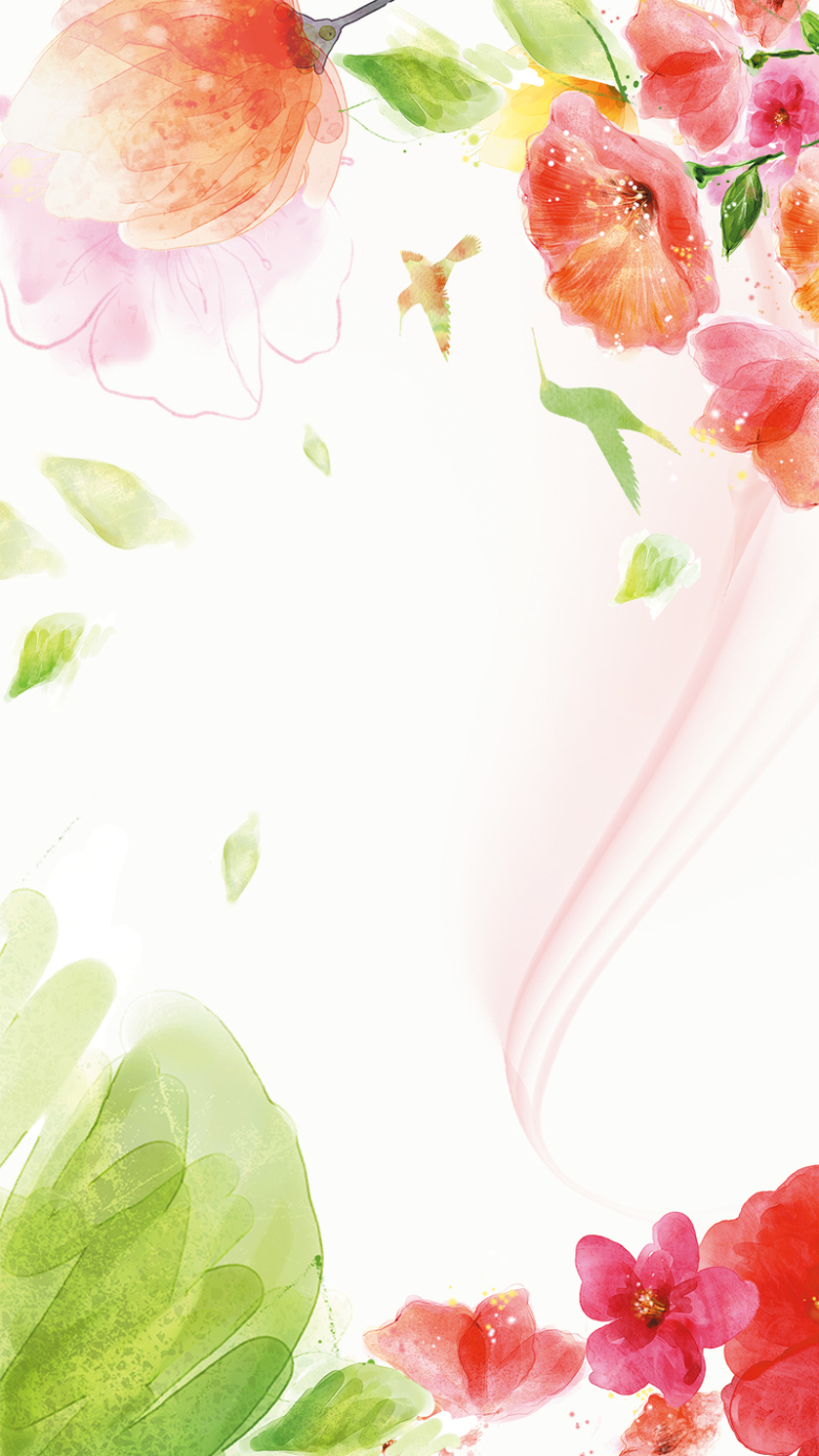 水彩春暖花开春季上新h5背景素材