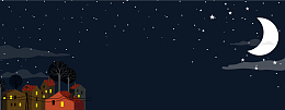 安静村庄夜晚卡通月亮banner