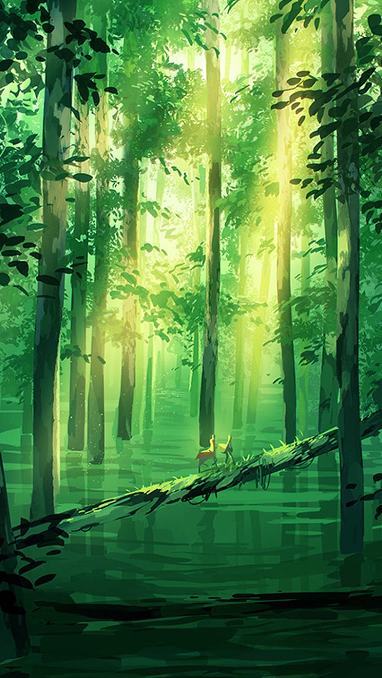 卡通绿色森林背景