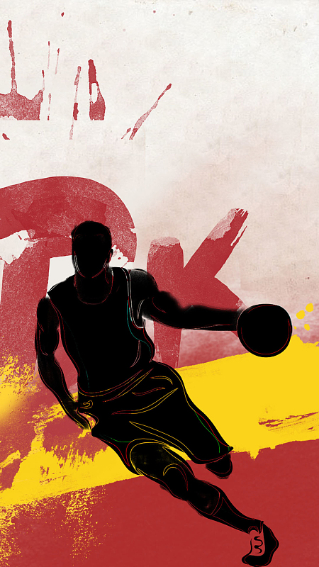 红色复古篮球赛psd分层h5背景素材