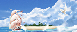 乘风破浪扬帆远航大气手绘蓝色banner