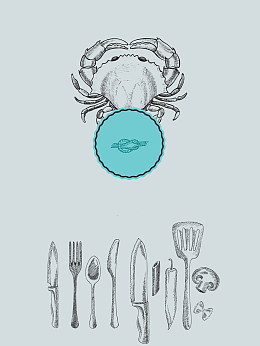 海鲜餐厅手绘素描淡雅菜谱矢量背景素材