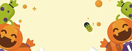 卡通万圣节简约黄色banner