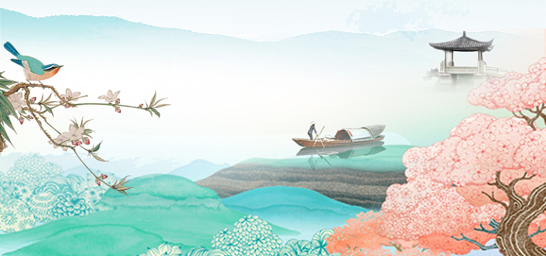 清明节蓝色唯美旅游清新banner
