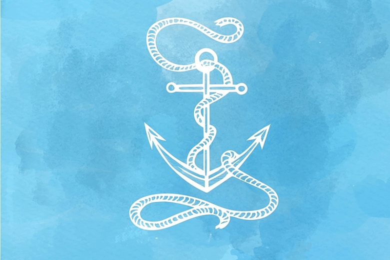 海洋航海手绘蓝色背景矢量素材