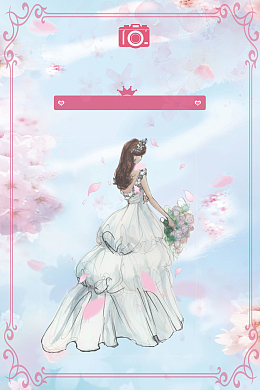 矢量唯美插画婚纱摄影背景素材