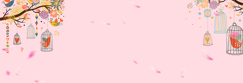 手绘印花粉色服装电商海报背景
