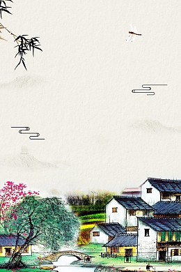 中国风梦幻小村背景图片