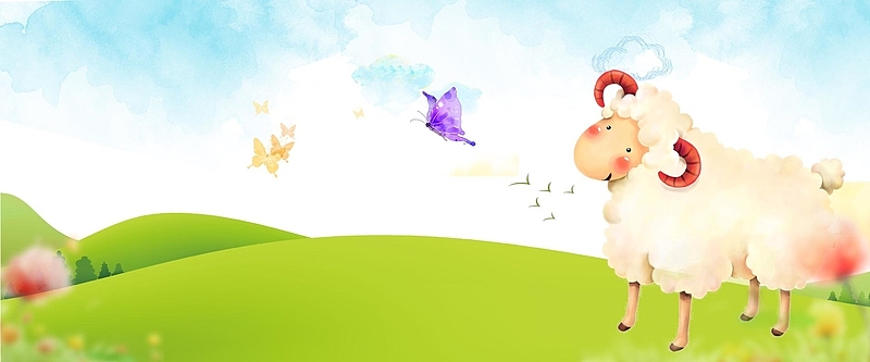 卡通动物小羊背景banner