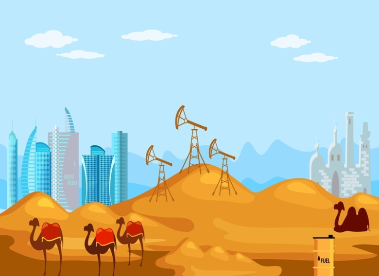 矢量扁平石油工业背景