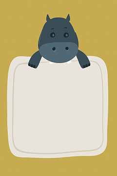 可爱儿童纯色动物背景边框