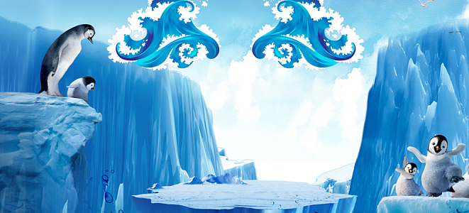 冬季冰川旅游可爱企鹅蓝色banner