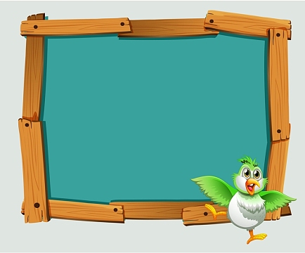 矢量卡通木板边框鹦鹉背景素材