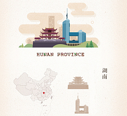 湖南矢量旅游小清新背景