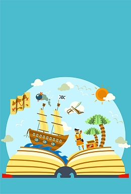 海盗船插画广告背景