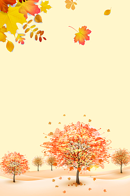 秋天黄树叶小清新梧桐树黄色背景