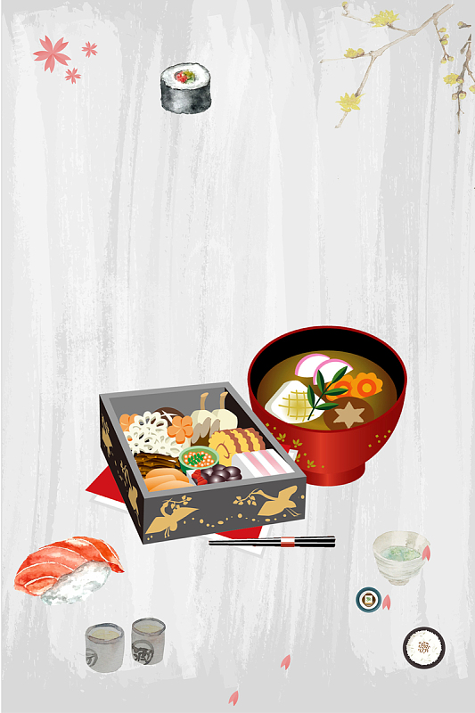 日式特色便当海报背景psdjpg创意清新便当简约aijpg便当美食海报背景
