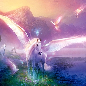 梦幻飞马动漫场景背景素材