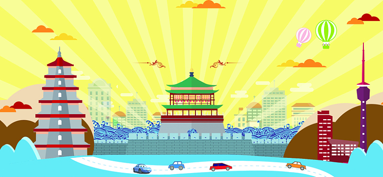 城市宣传醉美中国风卡通主题海报