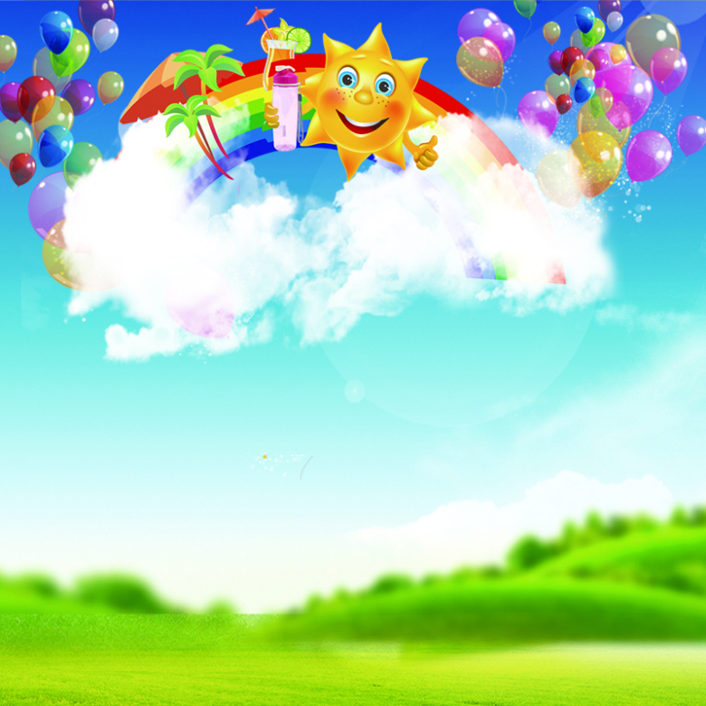 童趣彩虹草原背景免抠素材免费下载_觅元素51yuansu.com