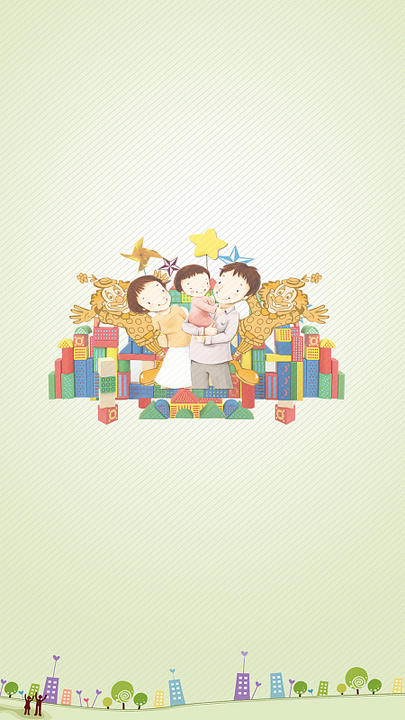 卡通童趣绿色H5背景素材