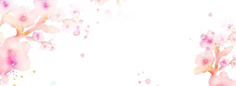 水彩手绘桃花背景海报