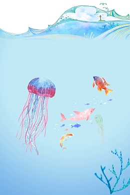 水族馆亲子游旅海报背景
