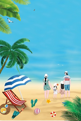 蓝色卡通你好夏天海报