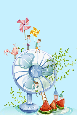 卡通二十四节大暑海报