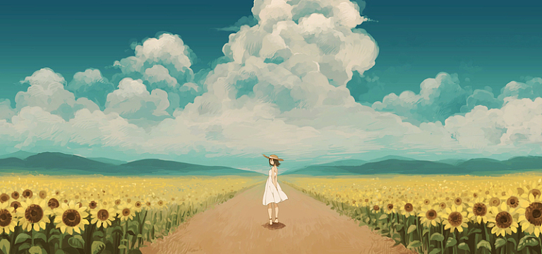 卡通向日葵女孩