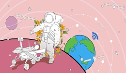 可爱手绘粉色太空人背景素材