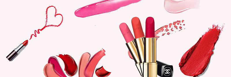 口红美妆文艺简约粉色banner