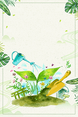 绿色手绘3.12植树节海报